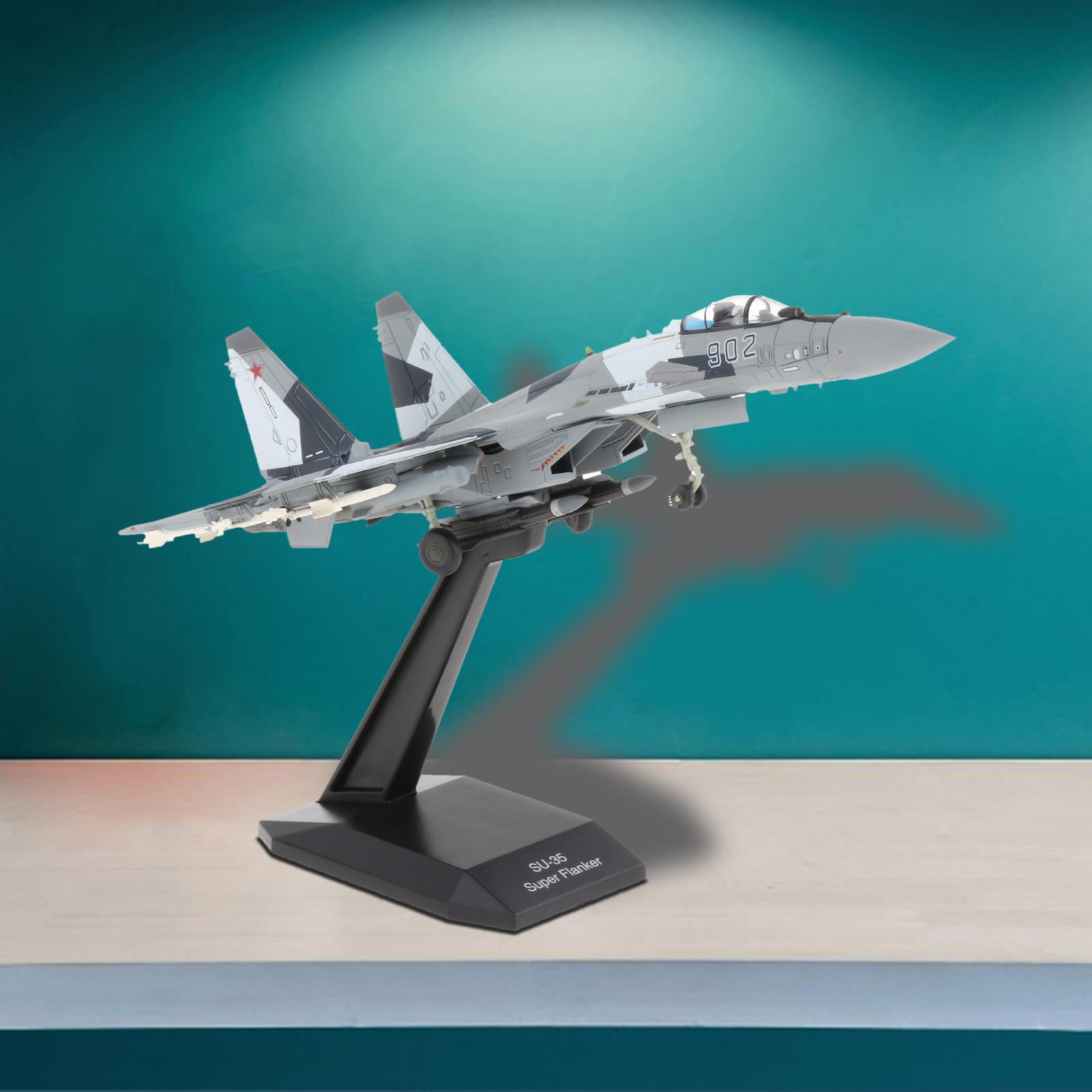 1/100 Scale Sukhoi Su-35 Fighter Helicopter Alloy Army Model Plane w/ Dispaly Stand Decoration
