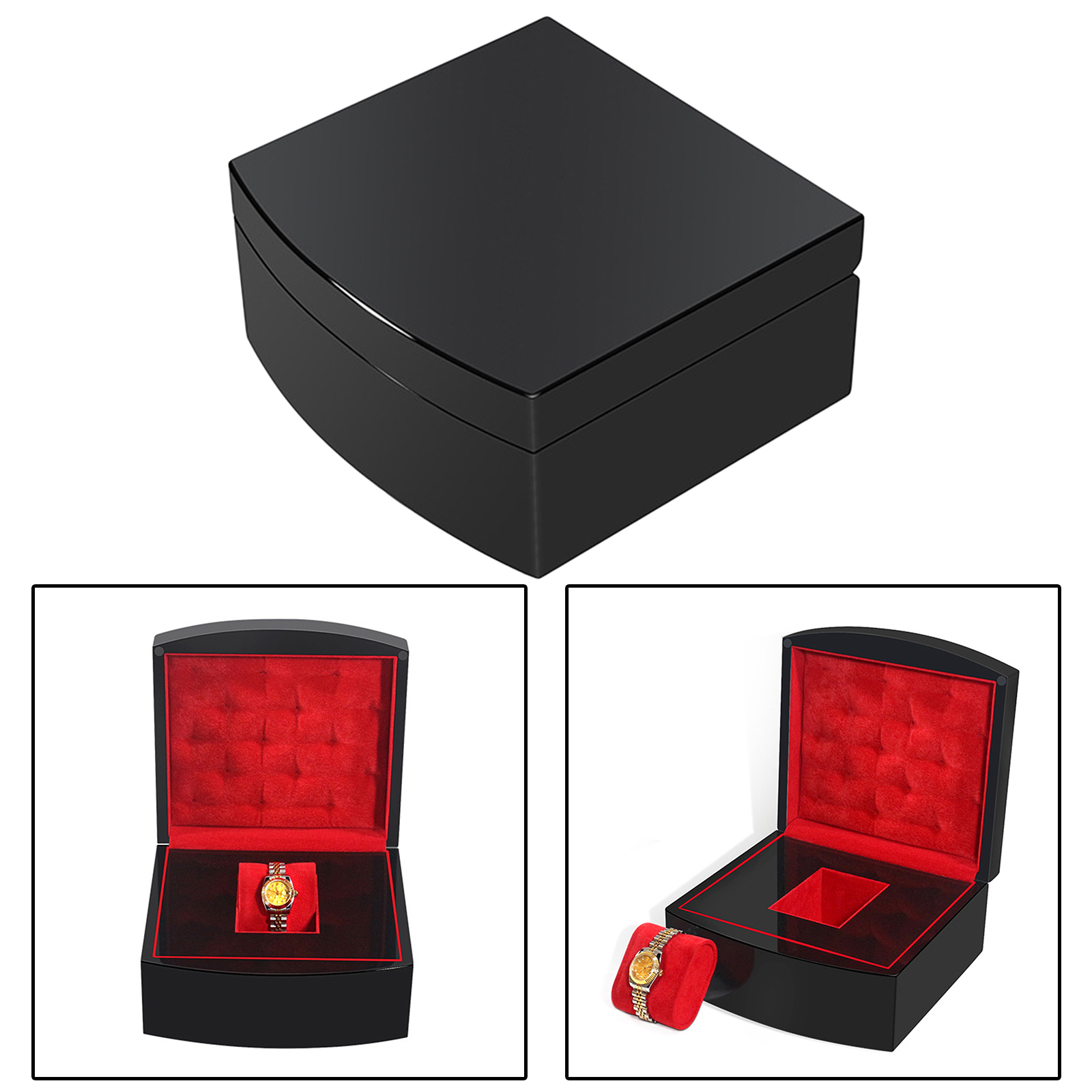 Single Slit Watch Box Flannel Wood Wrist Watch Showcase Portable Organizer for Men Women Travel Gift Bracelet Watch Box