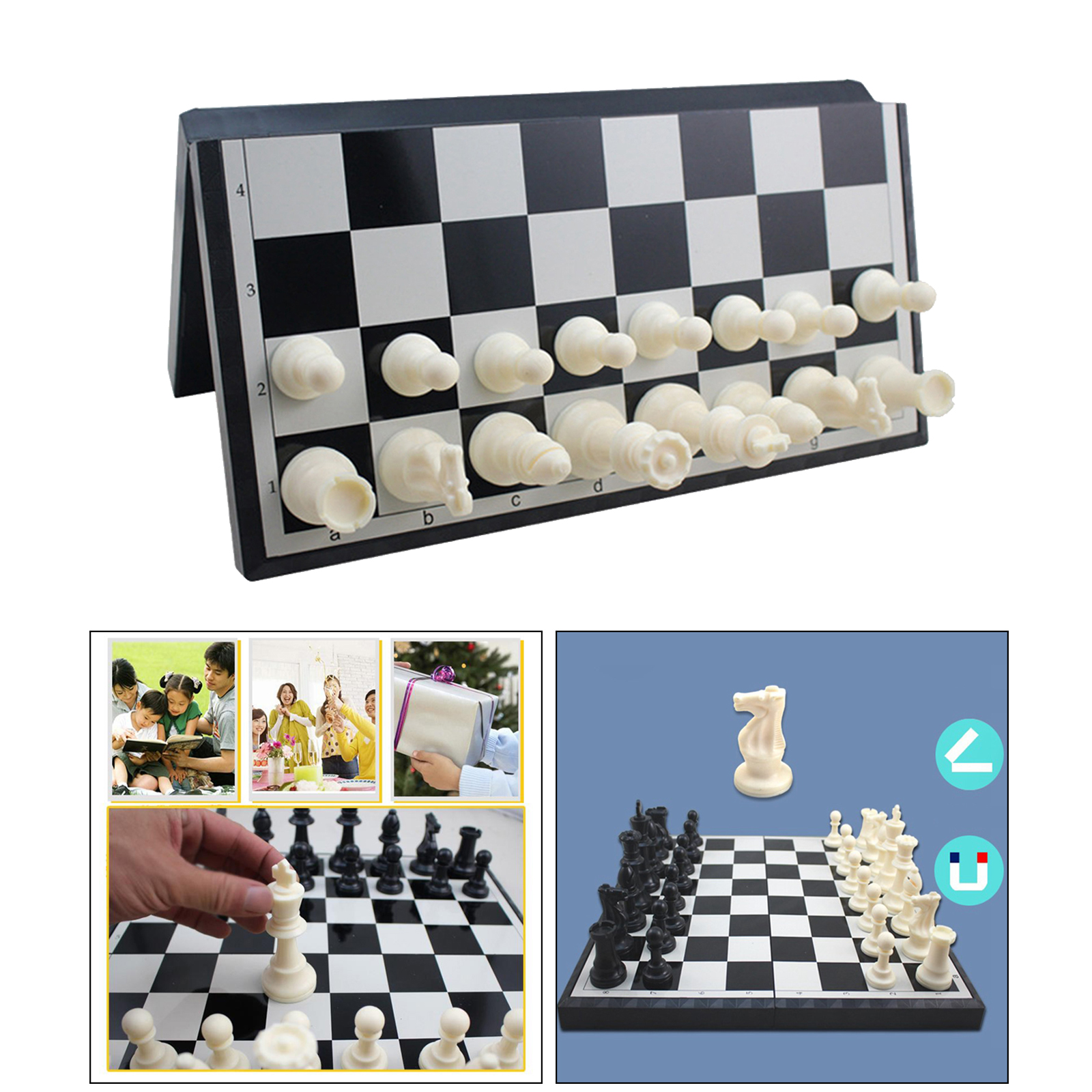 Portable Chess Set Magnetic Chessmen King Queen Chess Game Board Game Toys
