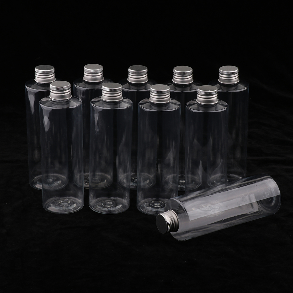 250ML Aluminum Screw Cap Clear Plastic Pet Bottles, Travel Containers for