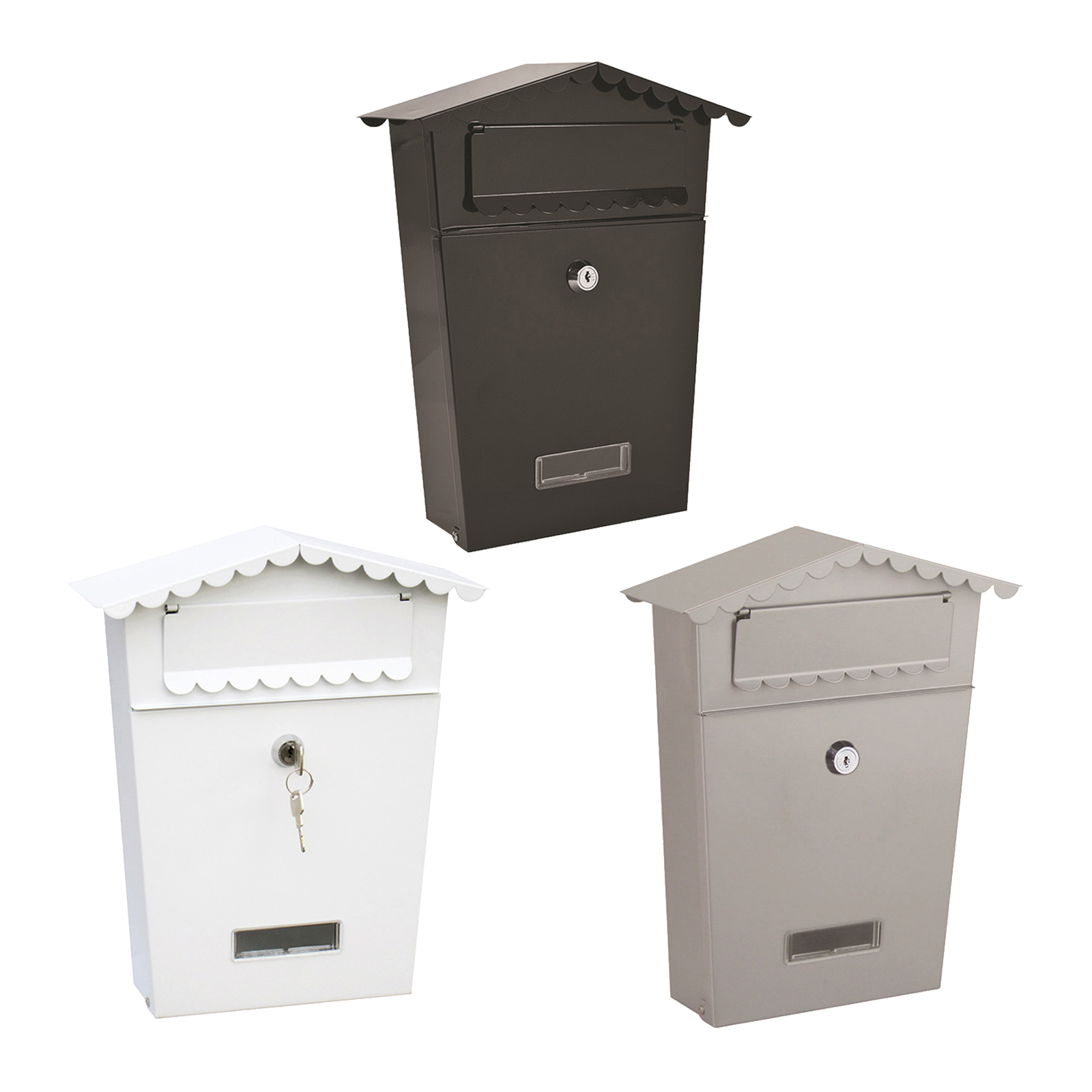 Metal Key Lock Mail Boxes Outdoor Locking Wall Mount Mailbox Security Key Drop Box Collection Boxes 25x8x30cm
