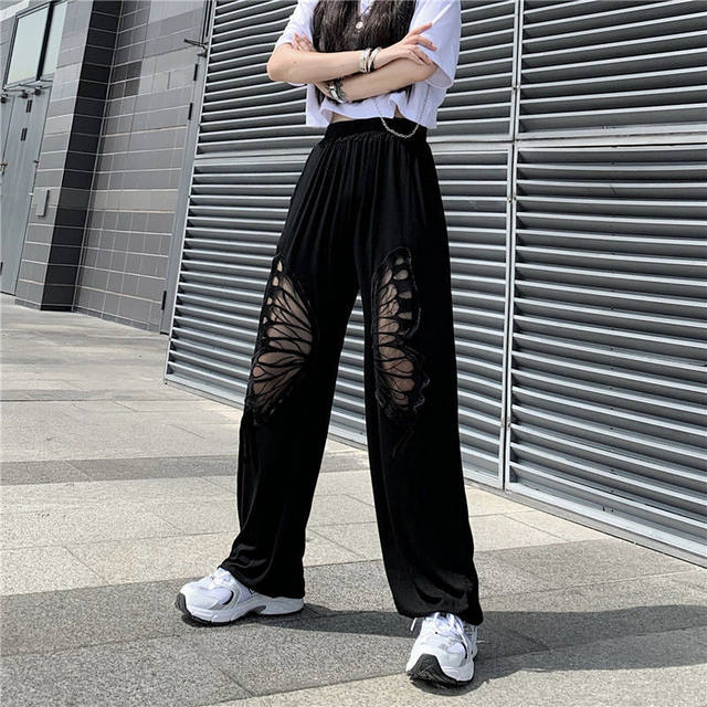 Women Summer Thin Trousers Black Wide Leg Loose Pants Full Length Pants  Casual trouser Elastic Waist Plus Size Pants S-3XL - AliExpress