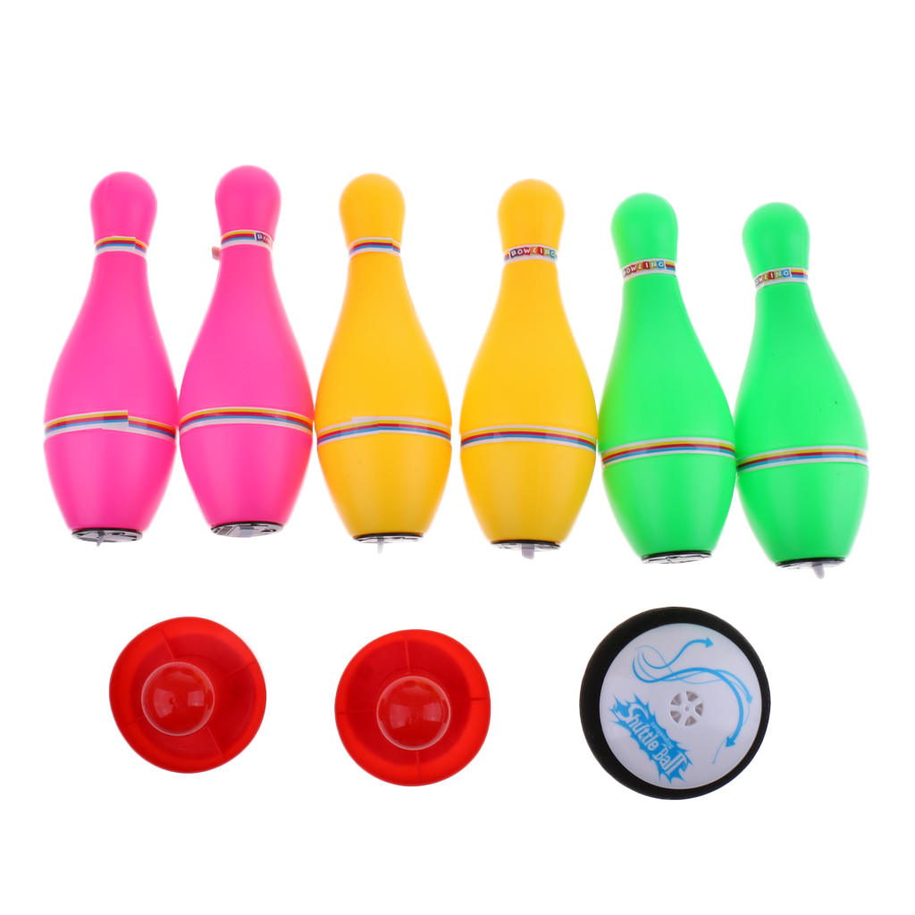 Kids Children Bowling Game Set Including 1 Air Power , 2 Pushers and 6 Luminous Bowling Pins