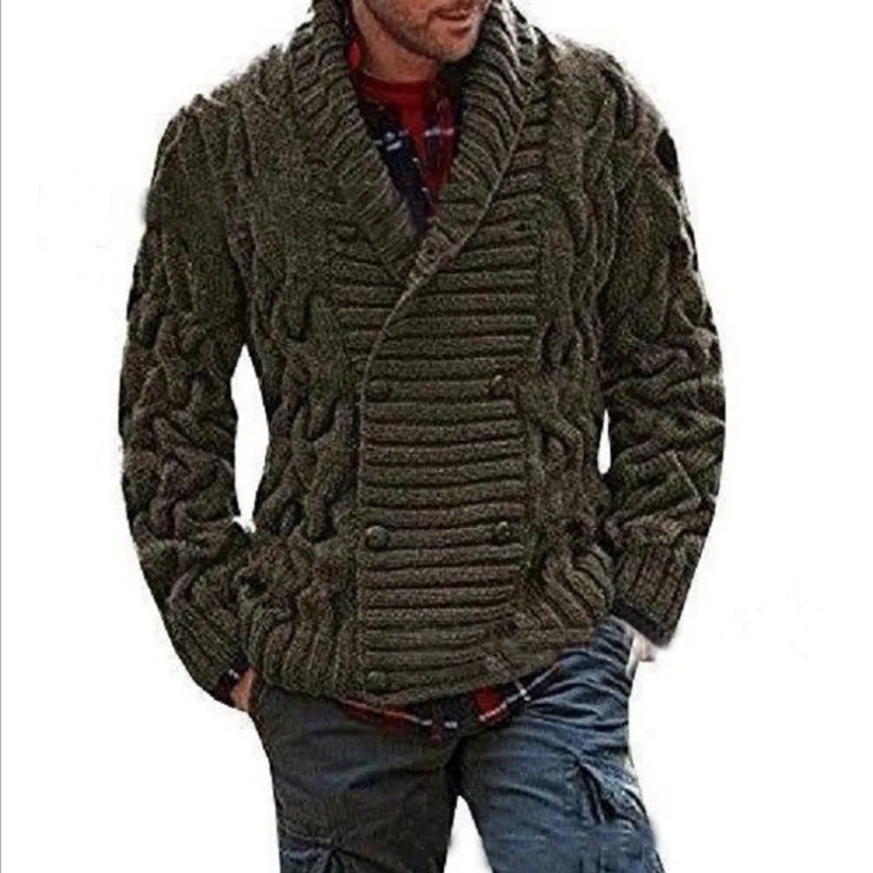 suéter cardigã masculino com gola blusão de tricô quente para homens fit casaco masculino para inverno outono