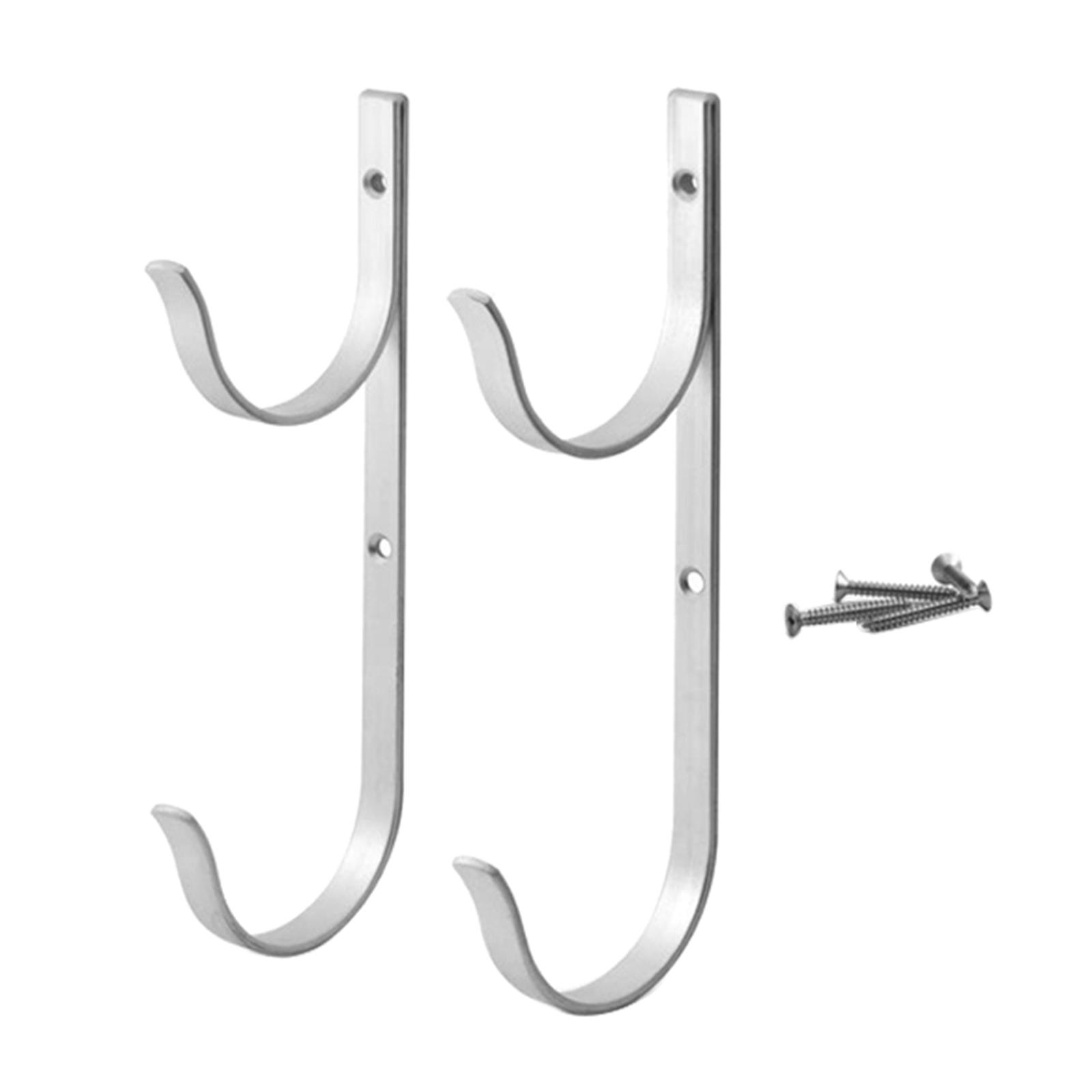 Pool Pole Hanger 2pcs Silver Aluminium Holder Set Swimming Pool Aluminum Pole Hanger Hook for Telescoping Poles