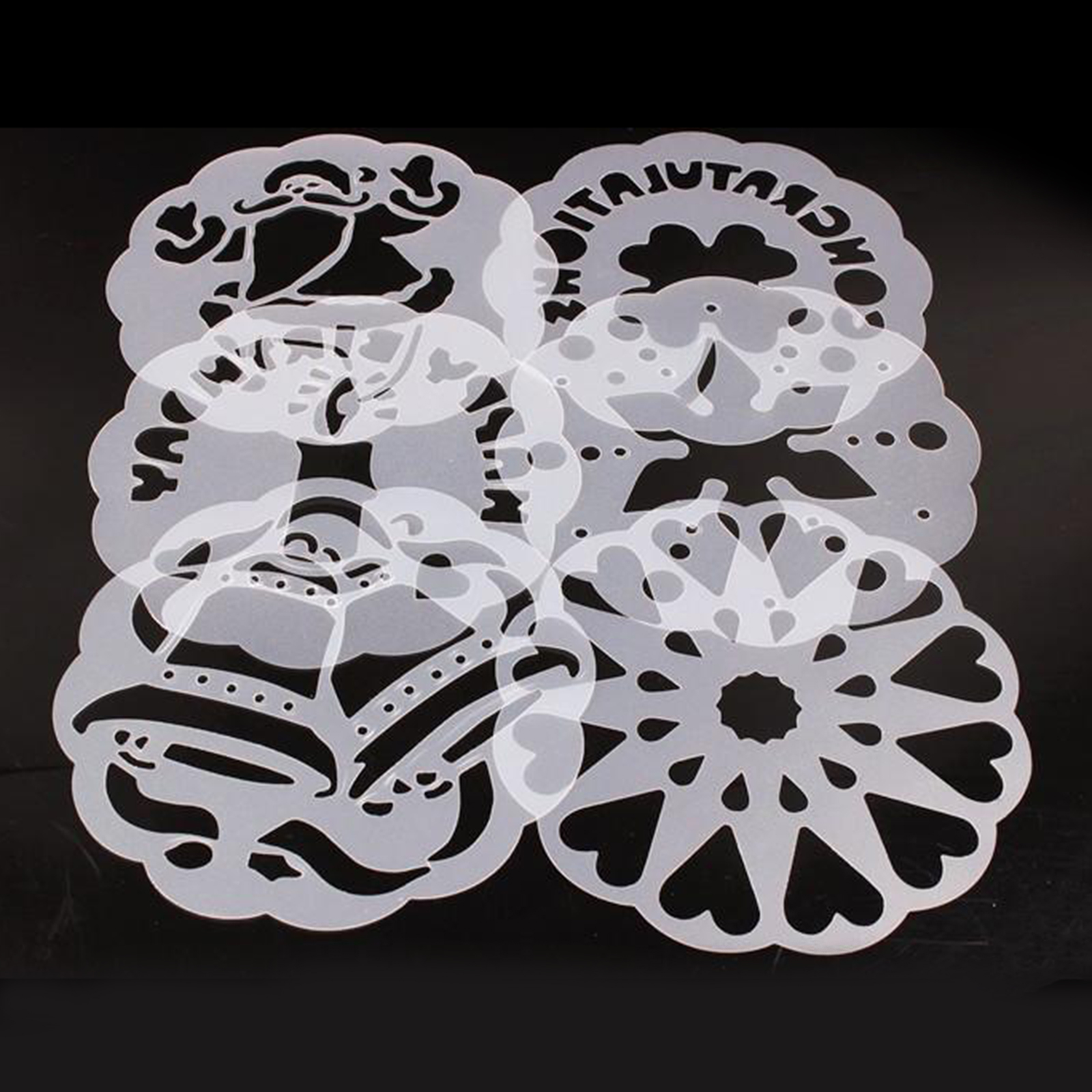 6x Flower Snowflake Cake Stencils  Mold Baking Decoration Tool