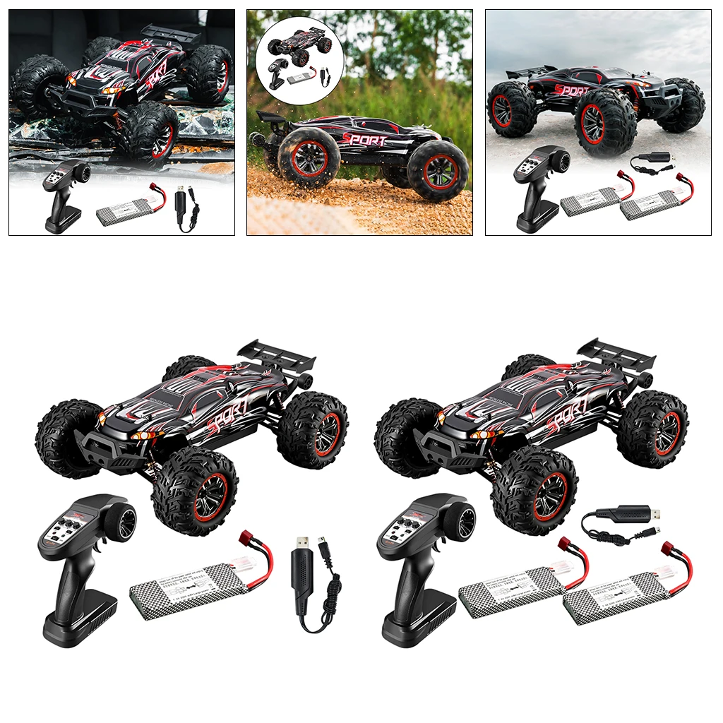 All Terrain 1/10 RC Car 2.4G 4WD Truck 2200mah Large Capacity Battery 100m Remote Distance Climbing Car Toy for Boys and Adults