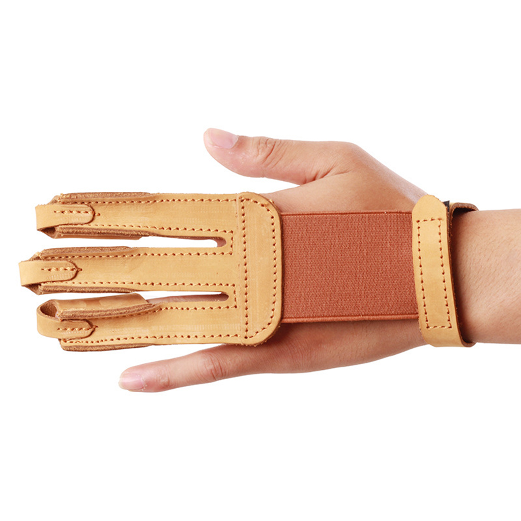 Single Archery 3 Finger Glove Men Women Leather Finger Guard Protector