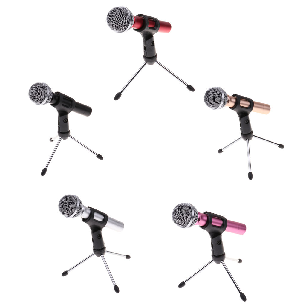 Professional Handheld Condenser Microphone with Tripod Stand Mic Clip for Moblie Phone Laptop Recording Broadcasting