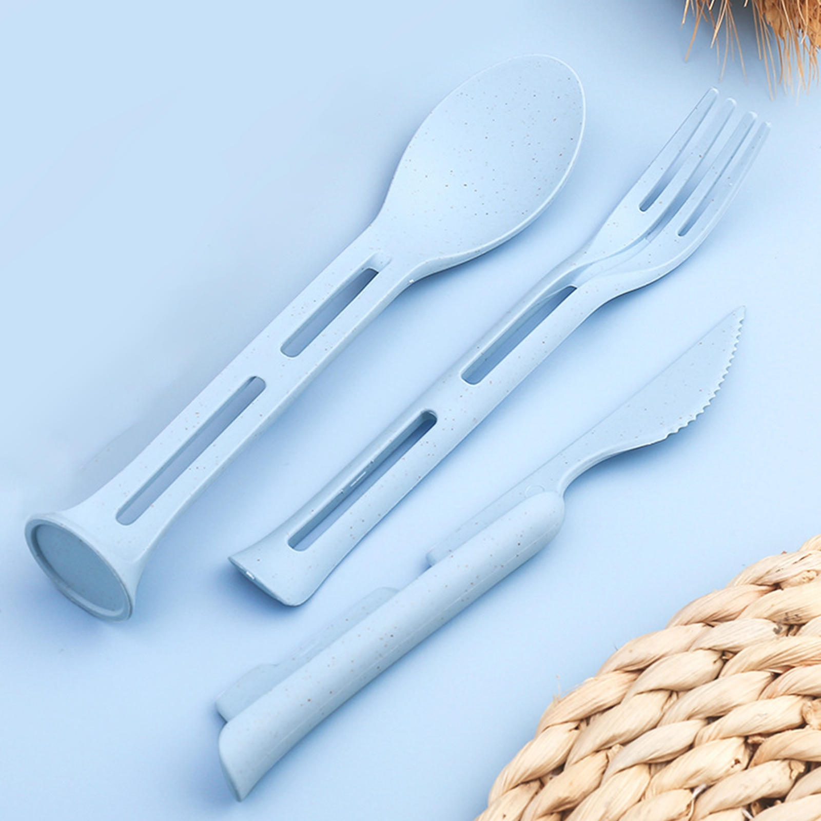 3 Pieces 3 in 1 Knife Spoon Fork Set, Gadgets Portable Dinnerware Tableware Flatware for Training Travel Kids 2 Year Old Toddler