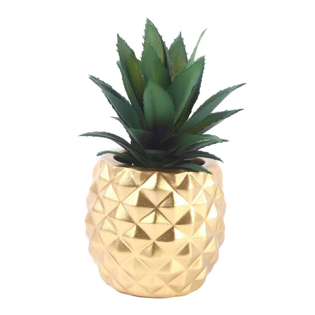 Resin Fake Greenery Decoration, Potted Pineapple Plant for Office Table Top Home