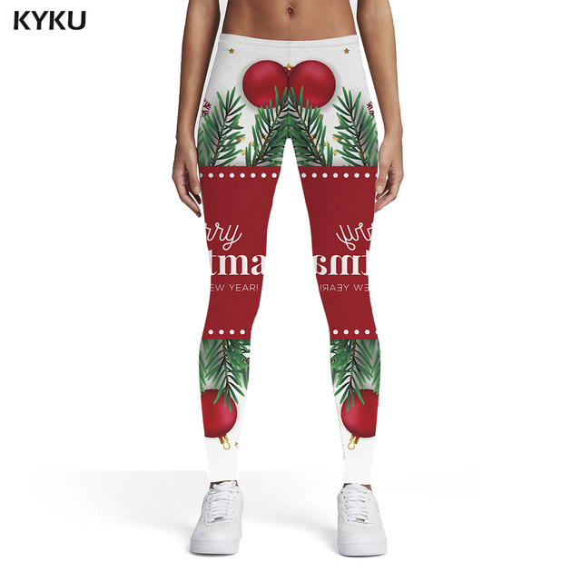 KYKU-Leggings de Navidad para mujer, pantalones con estampado