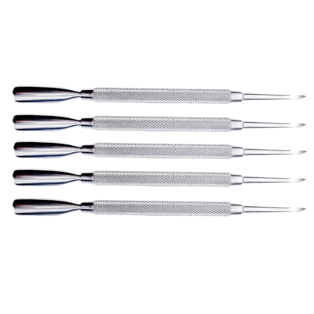 5pcs Stainless Cuticle Nail Pusher Spoon Remover Manicure Pedicure Care Tool