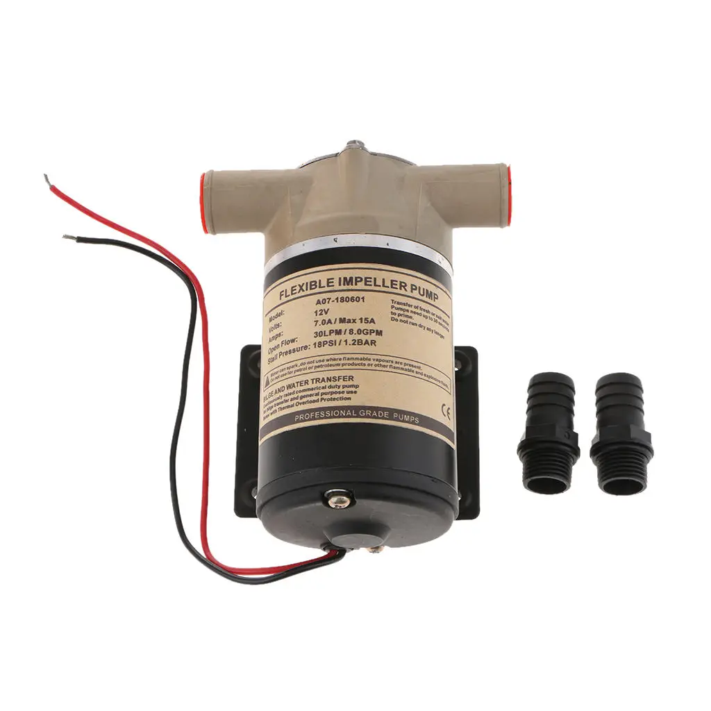 30L/Min 12V Electric Surface Centrifugal Pump Deck Wash Engine Cooling Pump Flexible Impeller Water Pump
