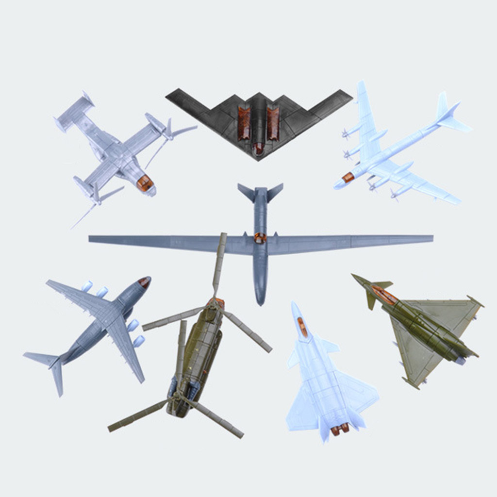 8x DIY Crafts Assembly Plastic 4D Helicopter Aircraft Plane Fighter Puzzle Miniature Building Kit for Boys Construction Toy