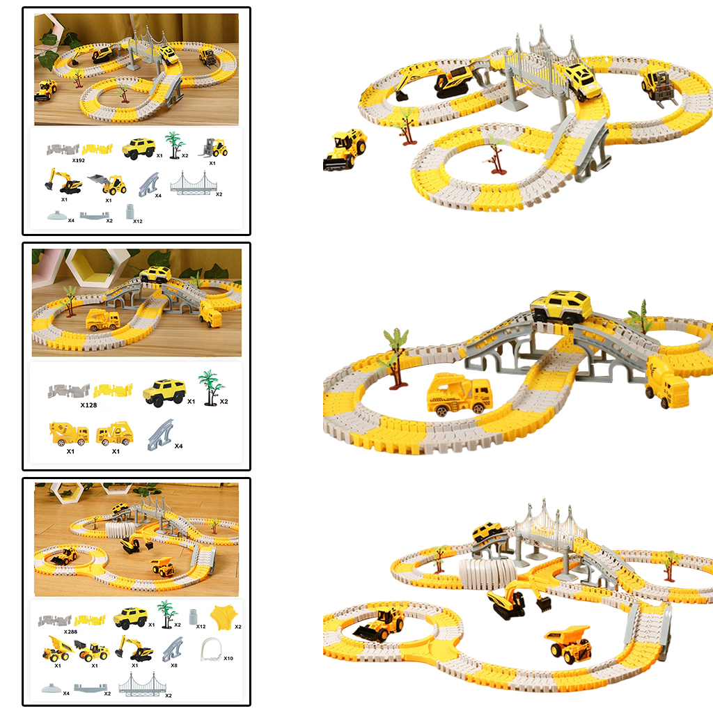 Assembly Bendable Race Track Toys Pull Back Construction Cars Playset