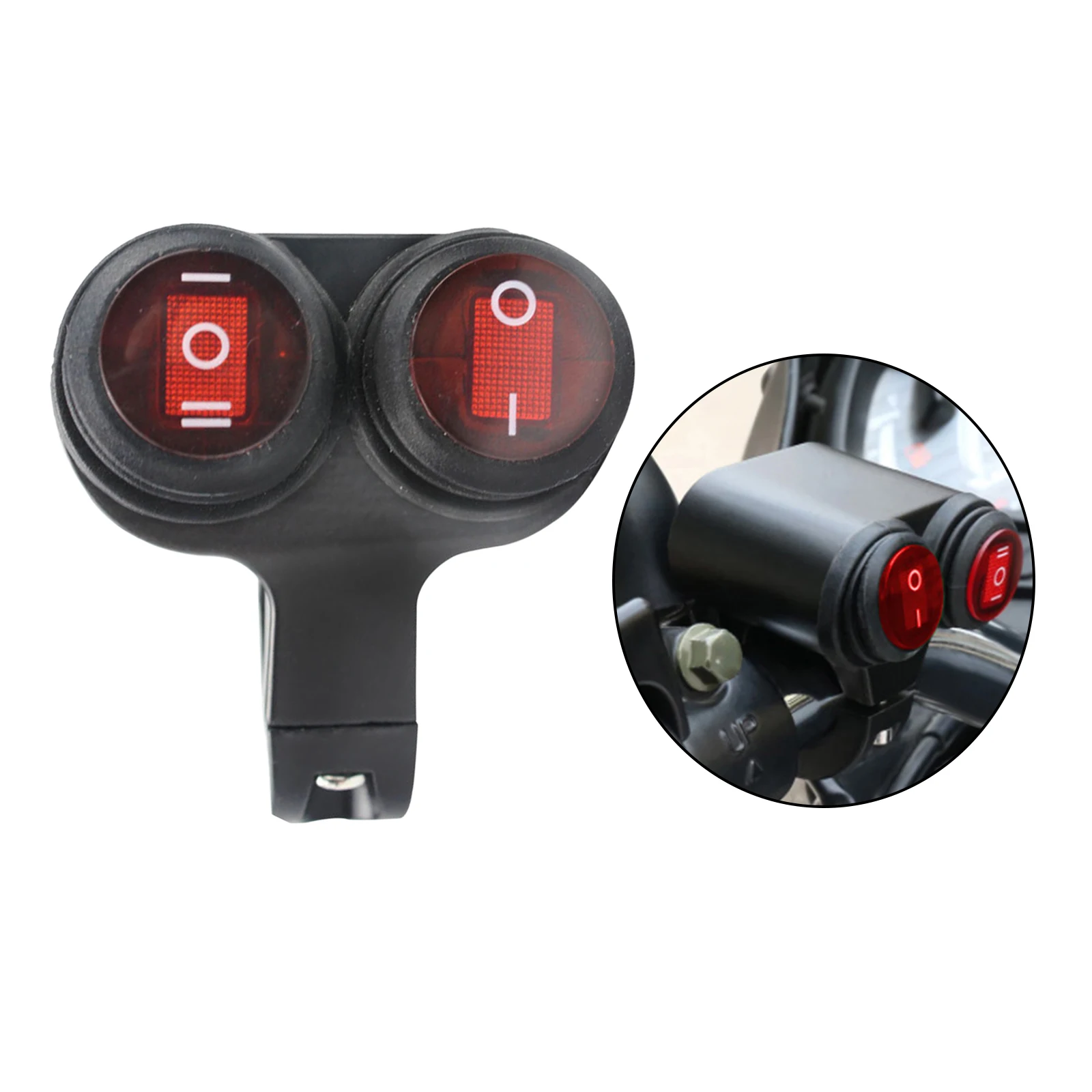 12V 10A Waterproof Motorcycle 7/8 Inch 22mm Handlebar Double Control Button Switch Headlight Fog Light Switches Red Light