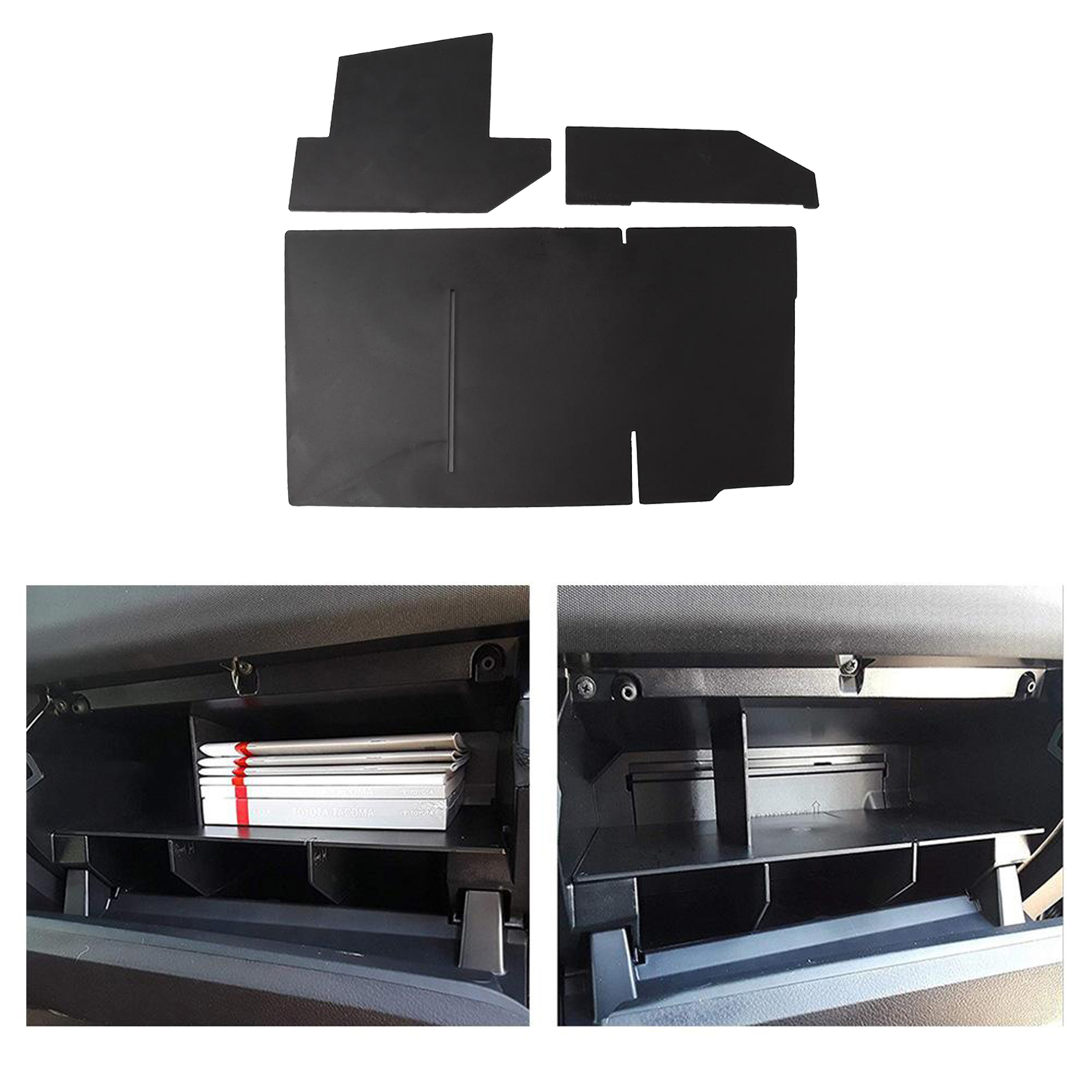 15" Black 384MM Glove Box Insert ABS Organizer Partition for   2016-2021