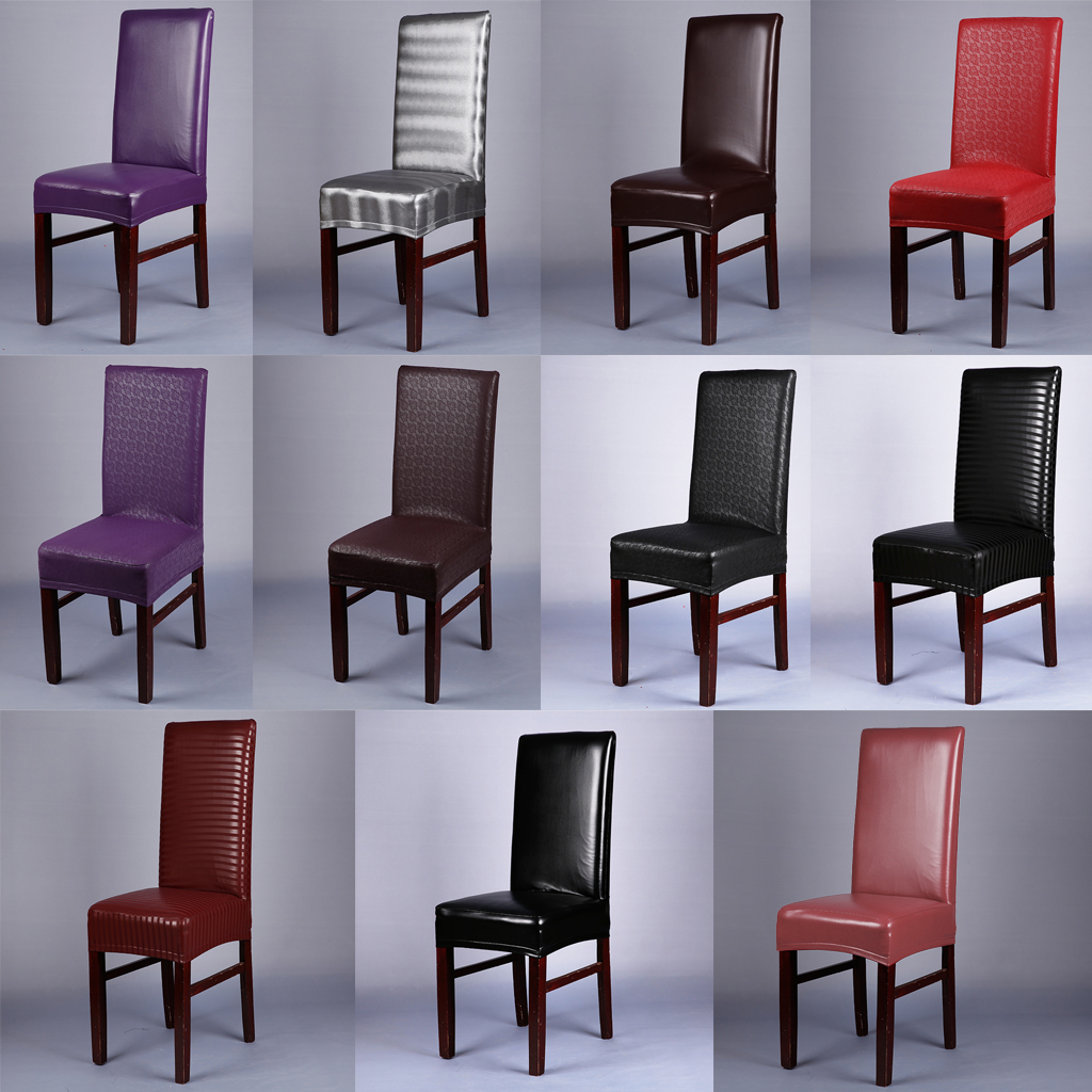 Removable PU Material Seat Cover Kitchen Bar Dining Chair Cover Hotel Restaurant Decor Waterproof