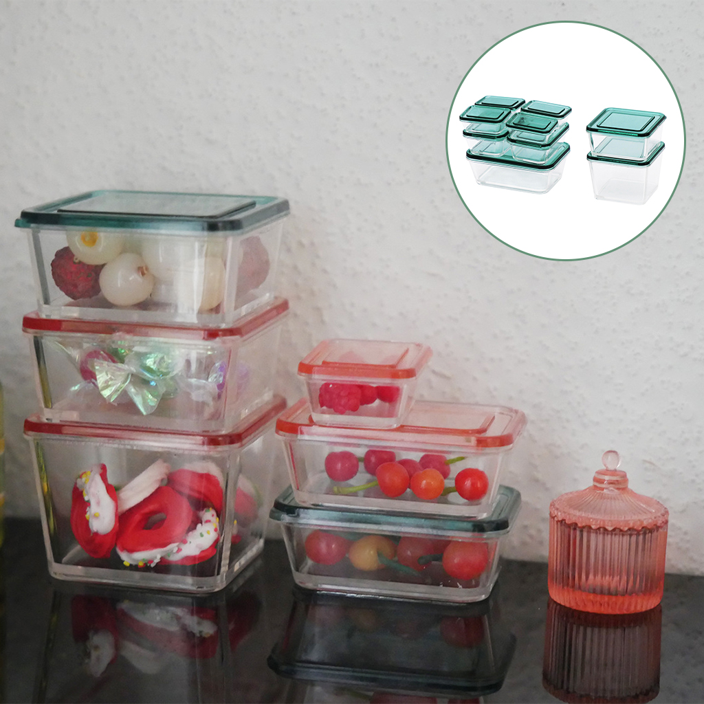 9Pcs 1/12 Dollhouse Fresh Keeping Box Cases BJD Doll Desk Decors Props Gifts
