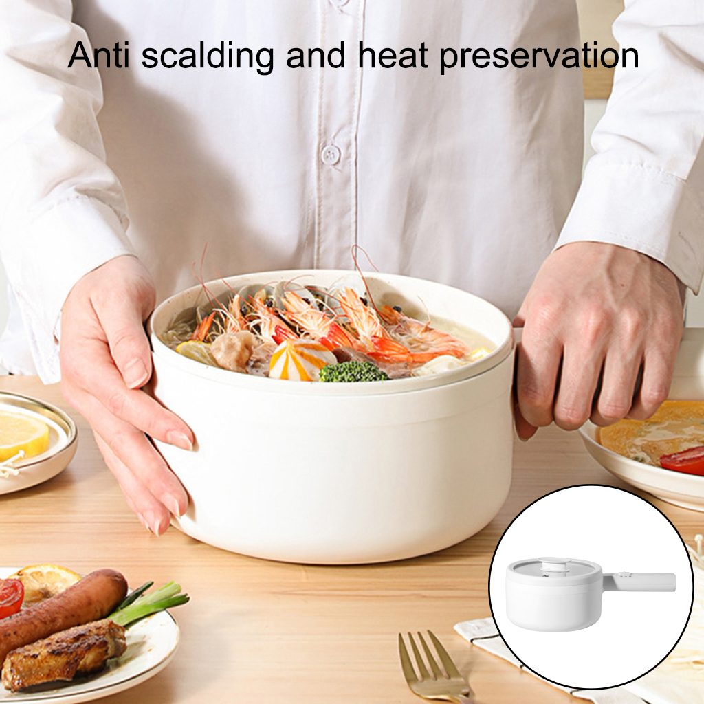 Electric Hot Pot,Non-Stick Pan  Noodles Cooker 1.5L Mini Pot for Steak