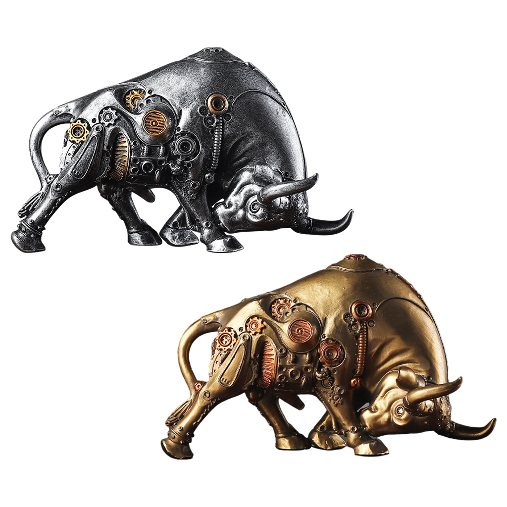 Animal Figurine Resin Art Mechanical Bull Statue Sculpture for Car Dashboard