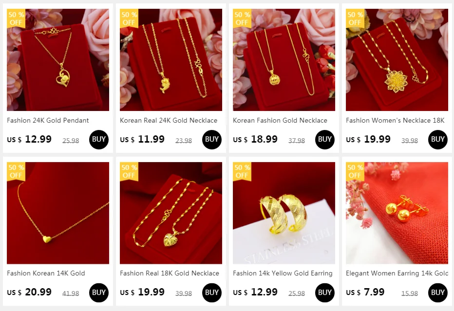 Necklace for Women Bridal Sets Yellow Gold Color Fine Jewelry 