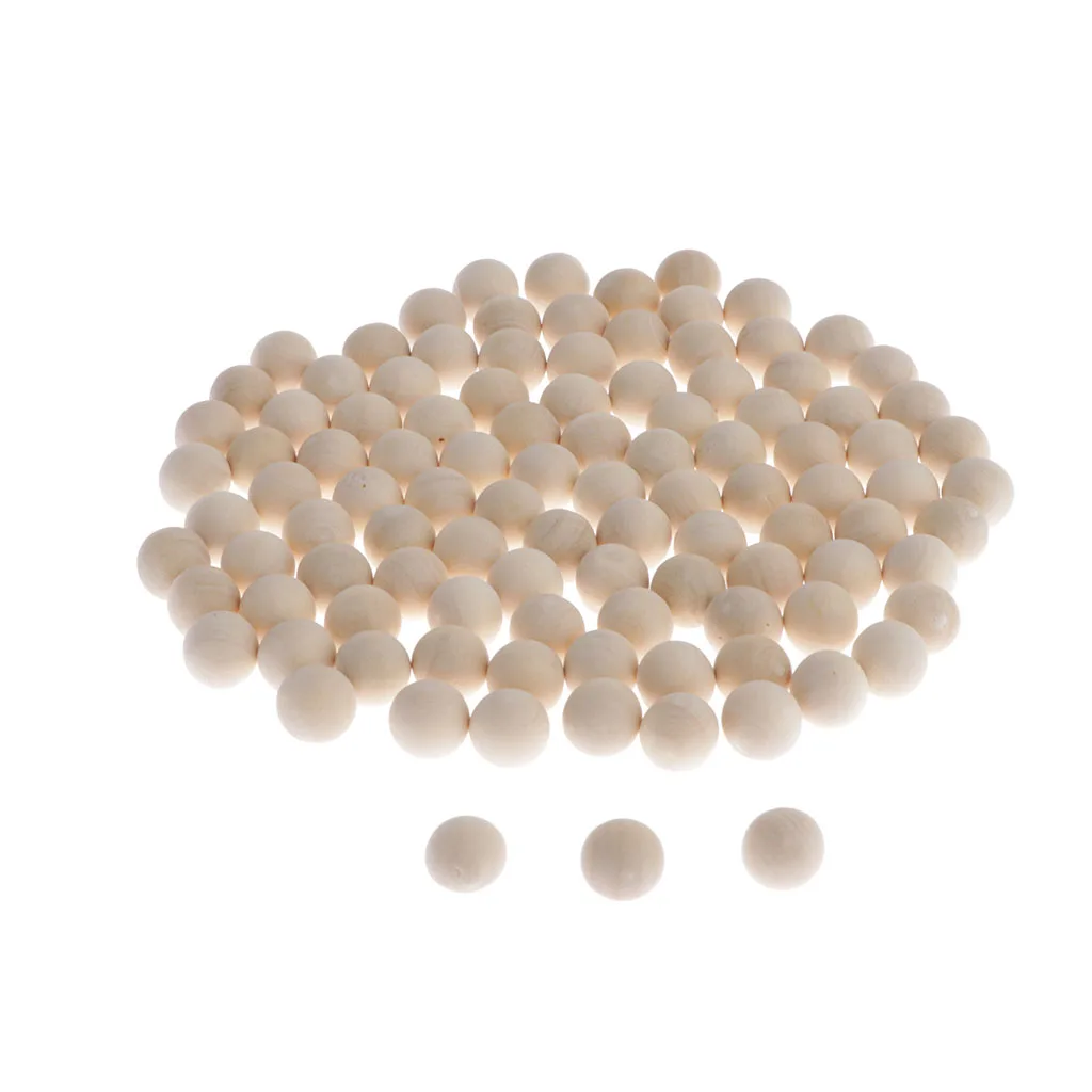 100 pcs Hardwood Balls - Natural Solid Wood Balls Beads for Crafts - 10mm Dia.