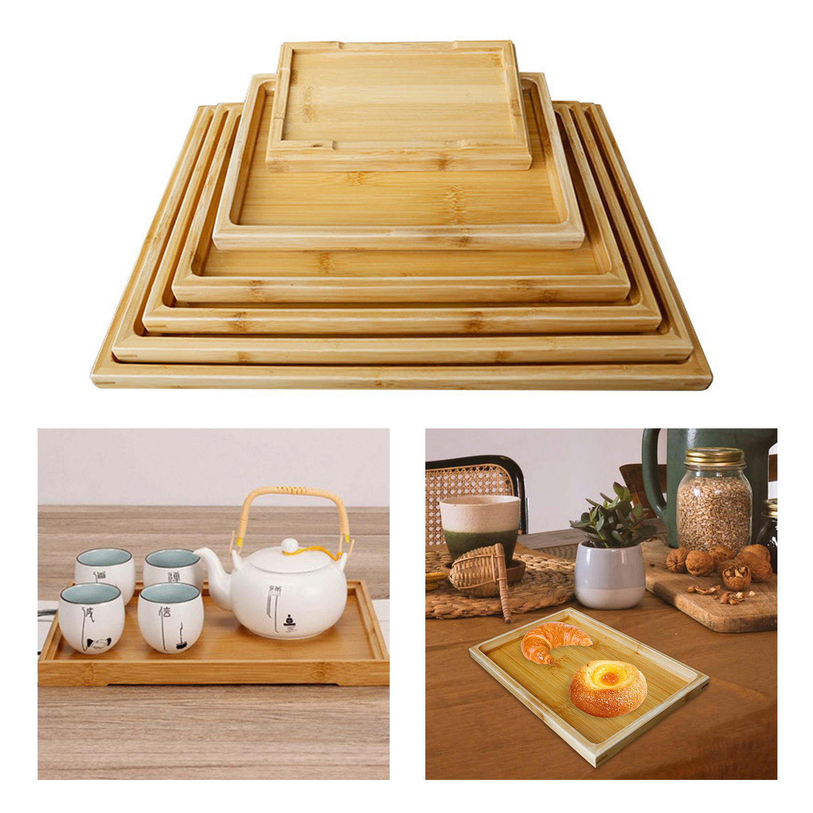 Wood Serving Tray Home Decor Multipurpose Vintage Sharing Plates Holder Board for Lap Hospital Restaurant Coffee Table Breakfast
