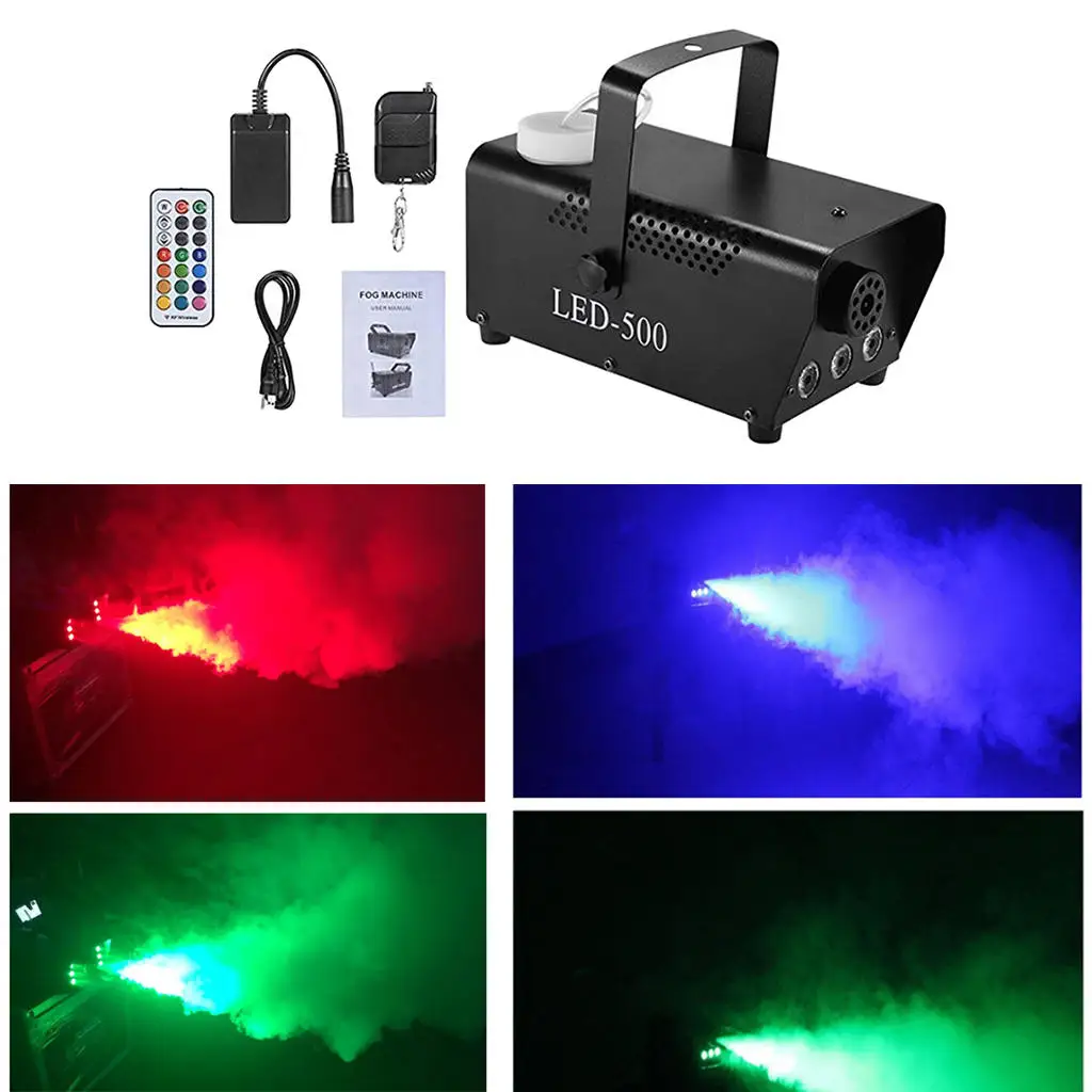 500w DJ Fog Machine LED Smoke Machine Portable w/Remote Control for Holidays