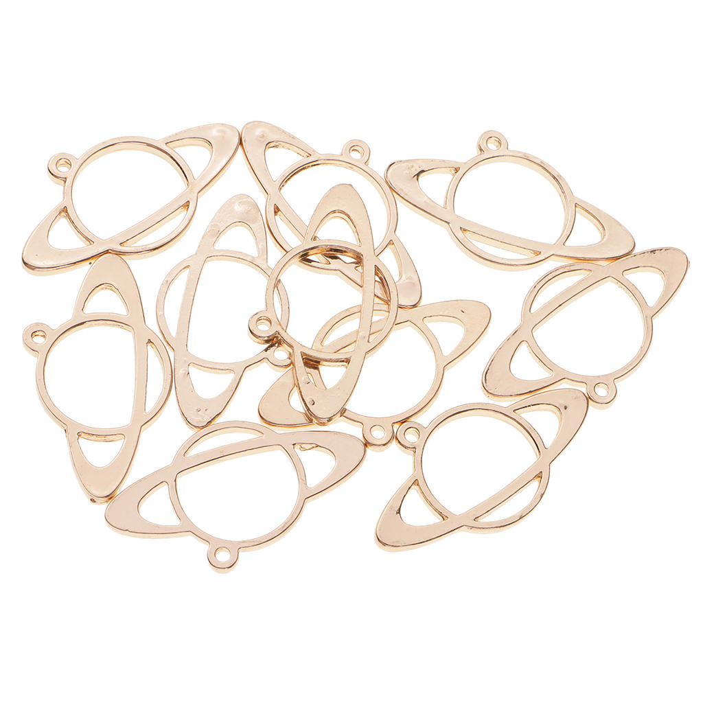 10x Planet Shape Metal Open Bezel Frame Pendant DIY UV Resin Settings Jewelry Making Charms Accessories