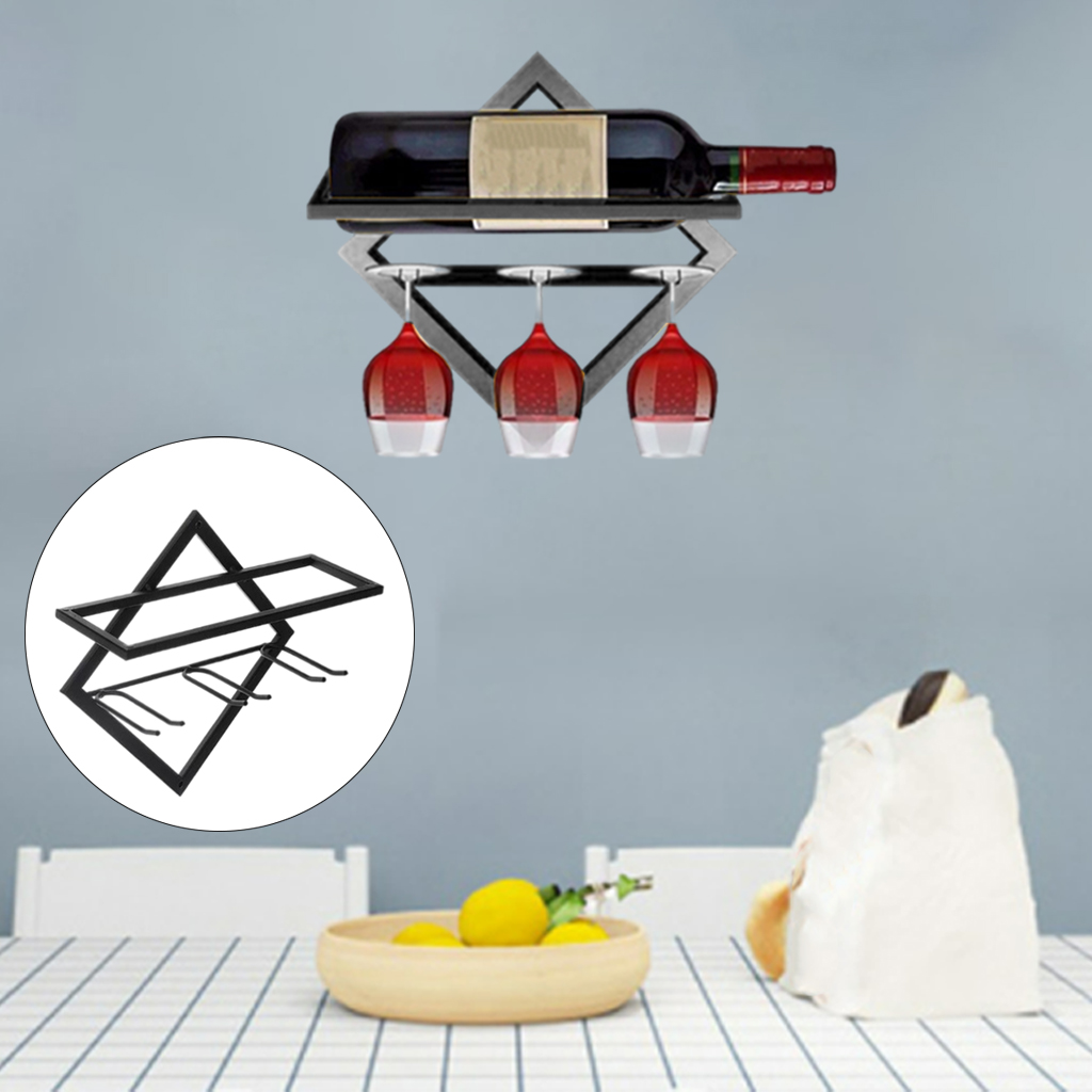 2 Bottle Steel Wall Mounted Wine Holder Simple Hanging Wine Rack Storage Holder Shelf Bar Kitchen Rack Bottle Display Stand