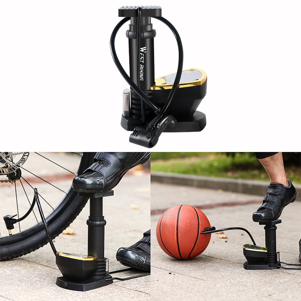 Bicycle Pump Portable Aluminum Foot Pumps MTB Cycling Air Pump Pressure Gauge Inflator 140Psi Pressure Pedal Bike Pump