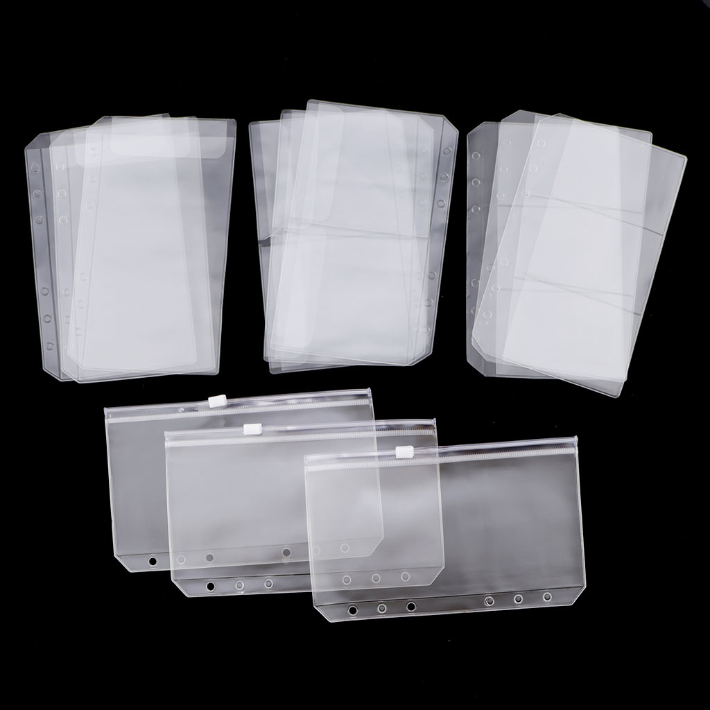 12 Pack Binder Pocket 6 Holes 5.12x3.15inch A6 Size Zipper Folders Provide Long-Term Protection for Documents Pictures