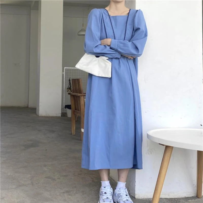 Autumn Dress Women Retro Backless Long Sleeve French Style Vintage Girls Clothes Popular Simple Schoolgirl Vestido Vacation Cute cute dresses