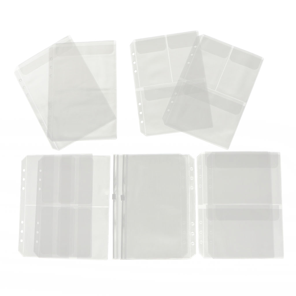 10Pcs A5 Clear PVC Binder Pockets Fit for 6 Rings Notebook Documents Cards Collection Bag