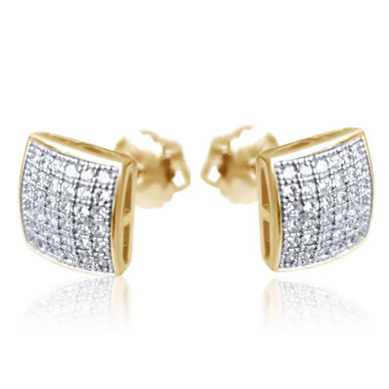 Details about   CZ Round Bullet Micro Pave Sterling Silver Gold Hip Hop Stud Screw Back Earrings 