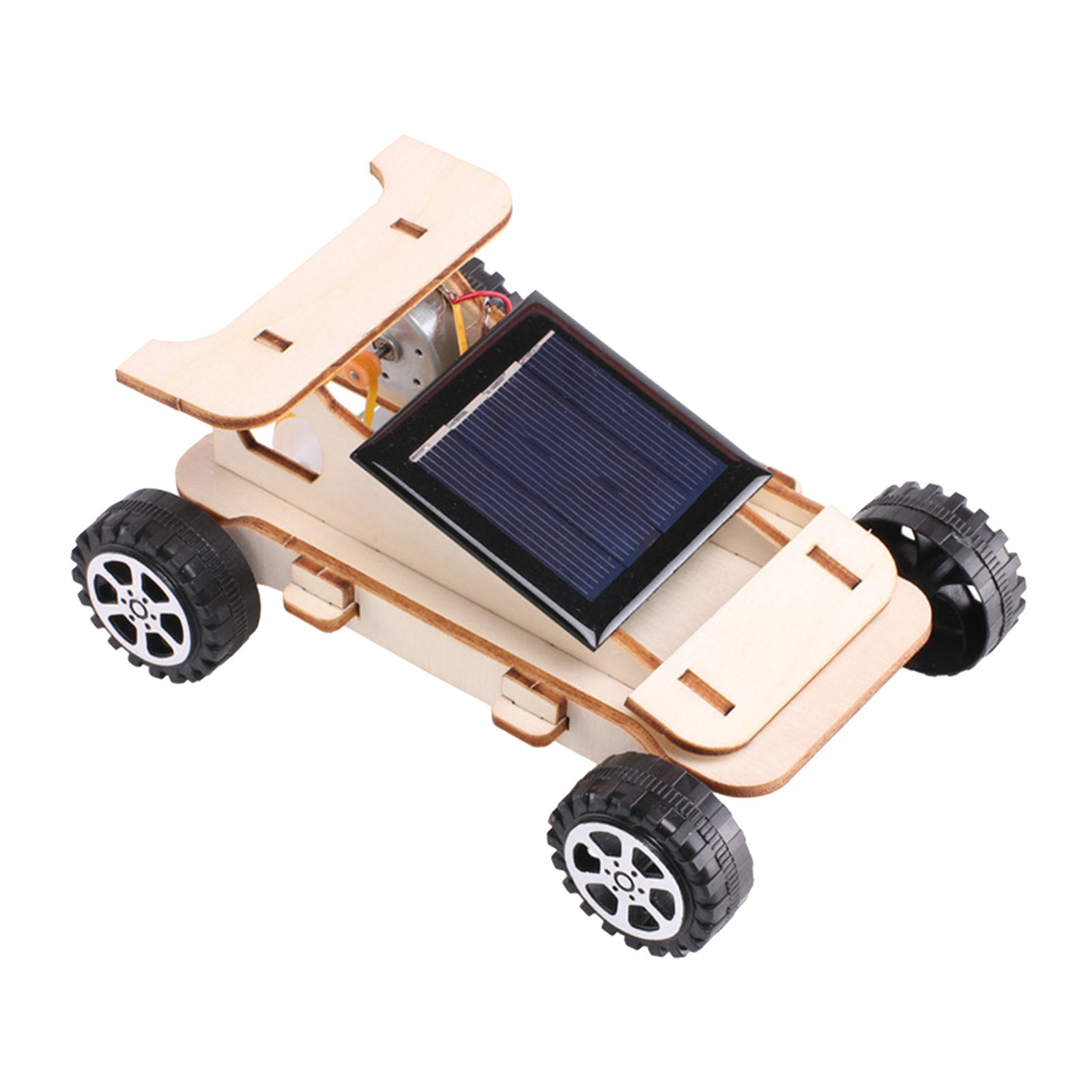 Moveable Wooden Solar Energy Powered Car Toy 3D Puzzle DIY Wooden Model Science Experiment Kits Gifts Toy for Children