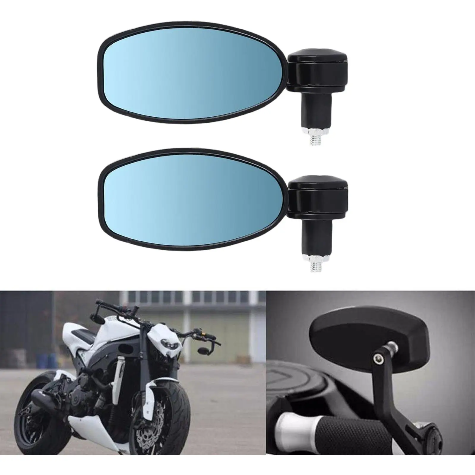 1 Pair Rear View Mirrors Bar End Balck Universal 7/8 Handlebar Side Mirrors Fits Most for Motorbike