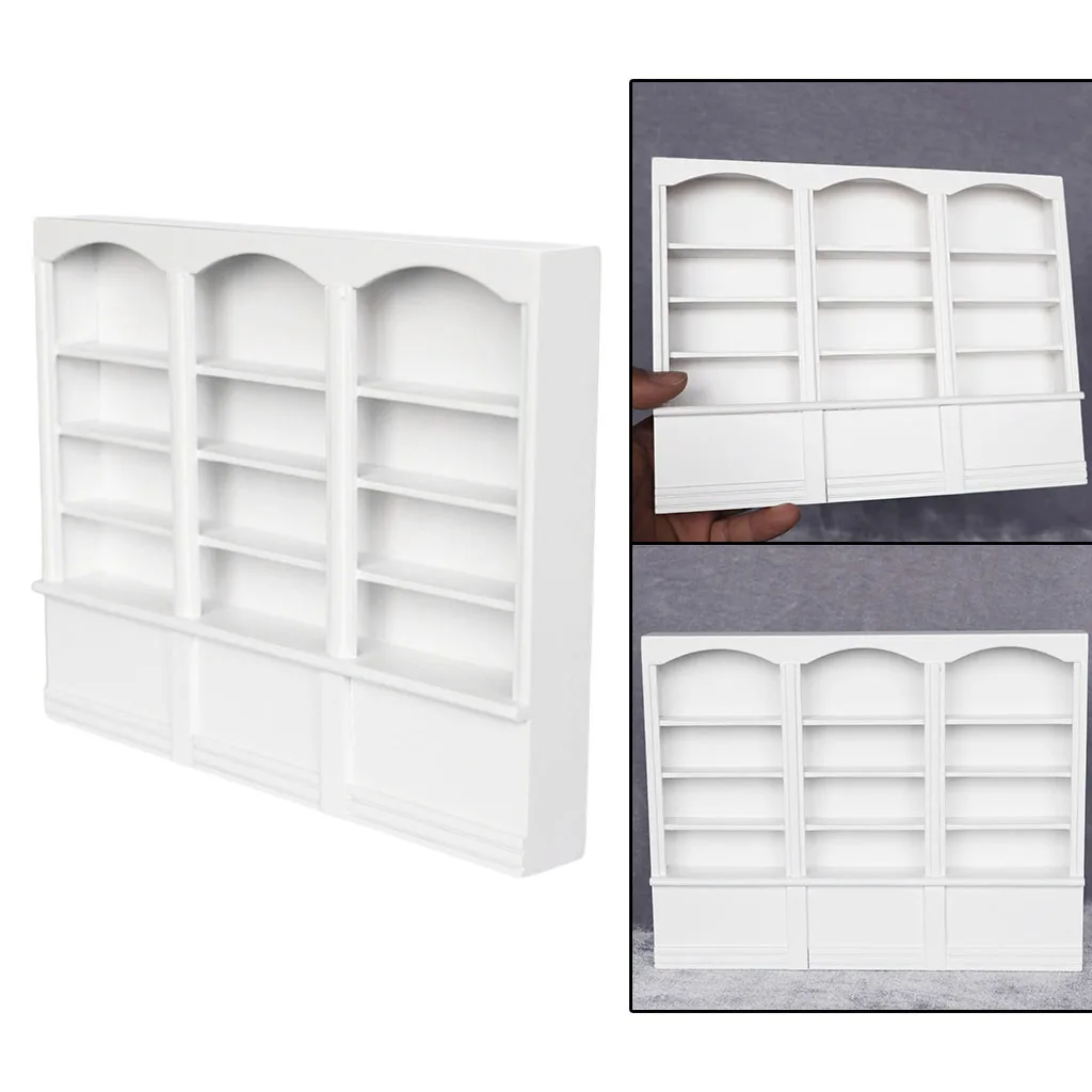 1/12 Scale Bookcase Shelf White Miniature Dollhouse Furniture Decoration