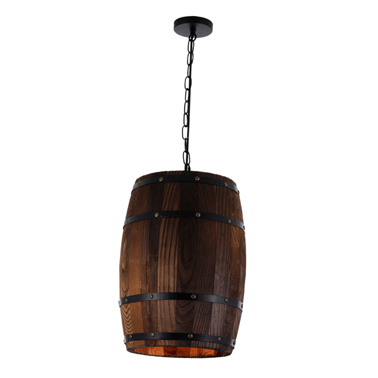 Industrial Wooden Wine Barrel Shape Ceiling Lights Shade Restaurant Ceiling Lamp Shade Office Home Decor Chandelier Lampshade