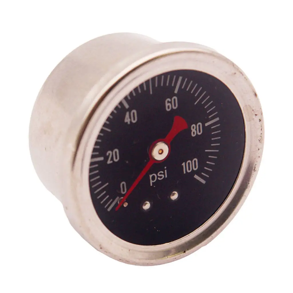 Fuel Pressure Regulator Gauge 0-100 Psi Bar Liquid Fill Chrome Fuel Oil Rail