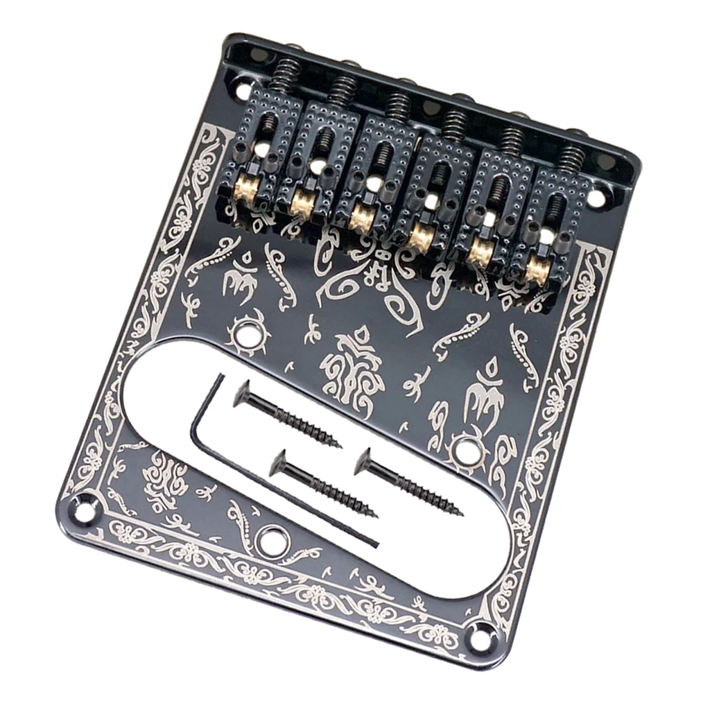 1 Set Zinc Alloy Electric Guitar Roller Saddle Bridge Tailpiece with Screws Wrench Black Musical Instrument Parts