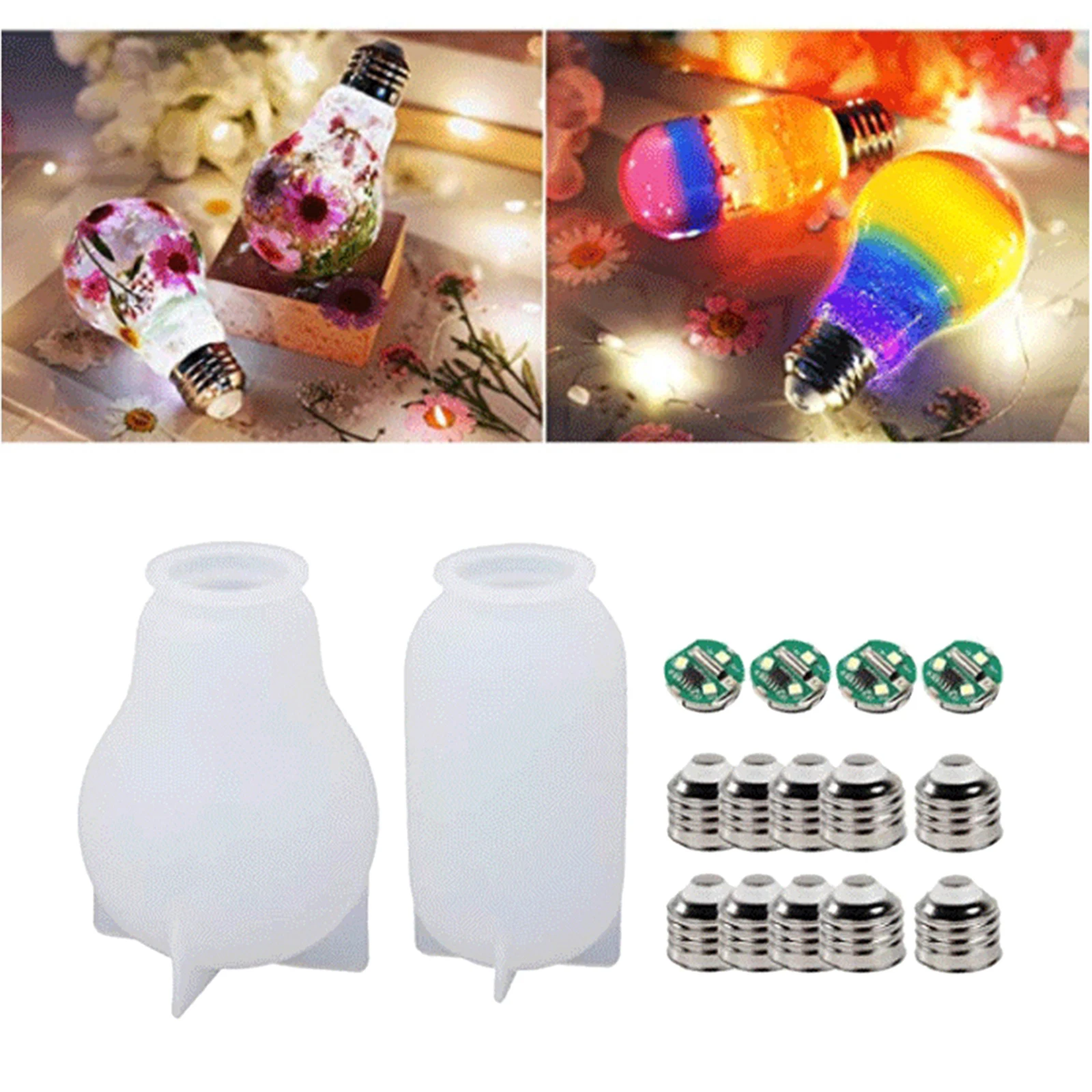 Resin Light Bulb Mold Set Chip Base Caps Silicone LED Bulb DIY Epoxy Molds, Creates a Very Pleasant Ambiance Under Light