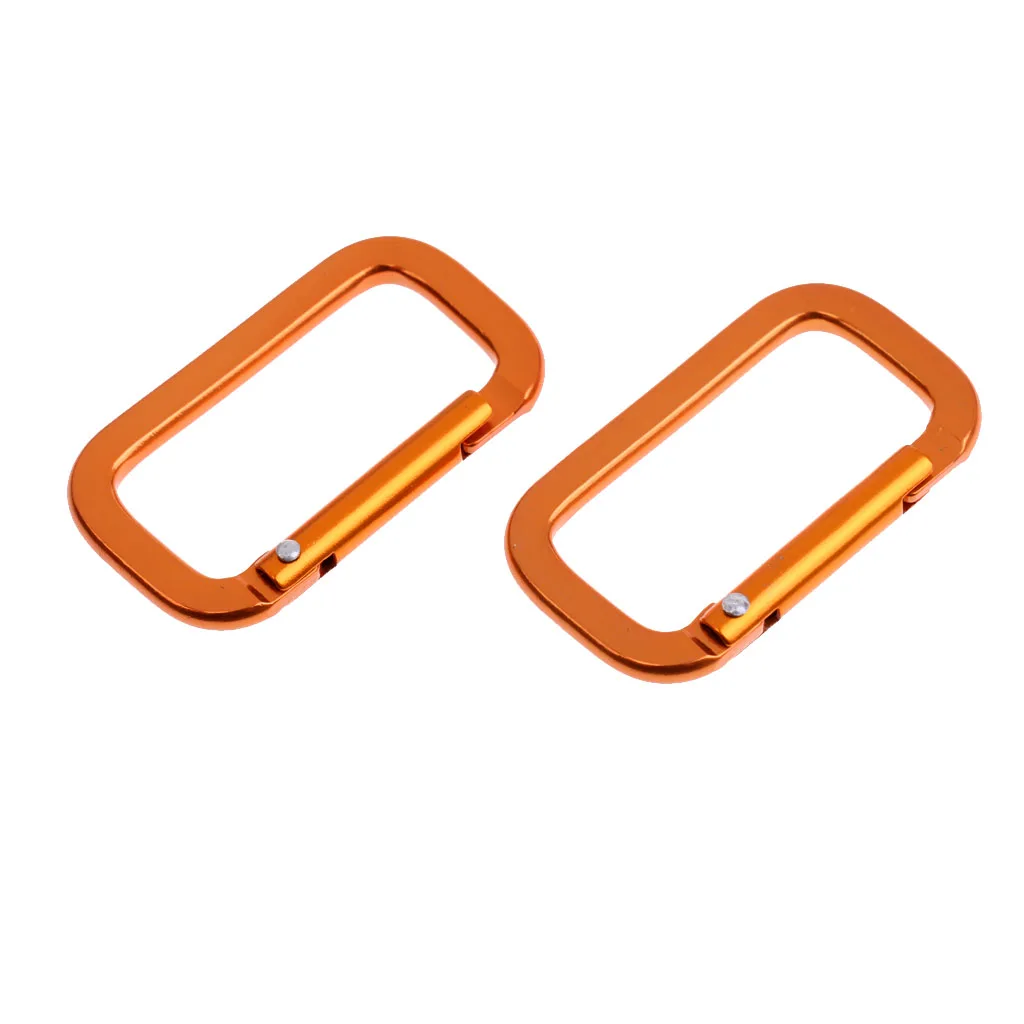 10 Pieces Rectangle Orange Aluminum Alloy Carabiner Climbing Backpack Camping