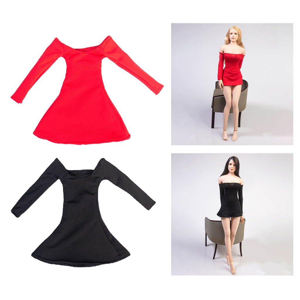 1/6 Scale Female Figure Doll Clothes, Handmade Costume, Dress Outfit Long Sleeve Skirt for 12