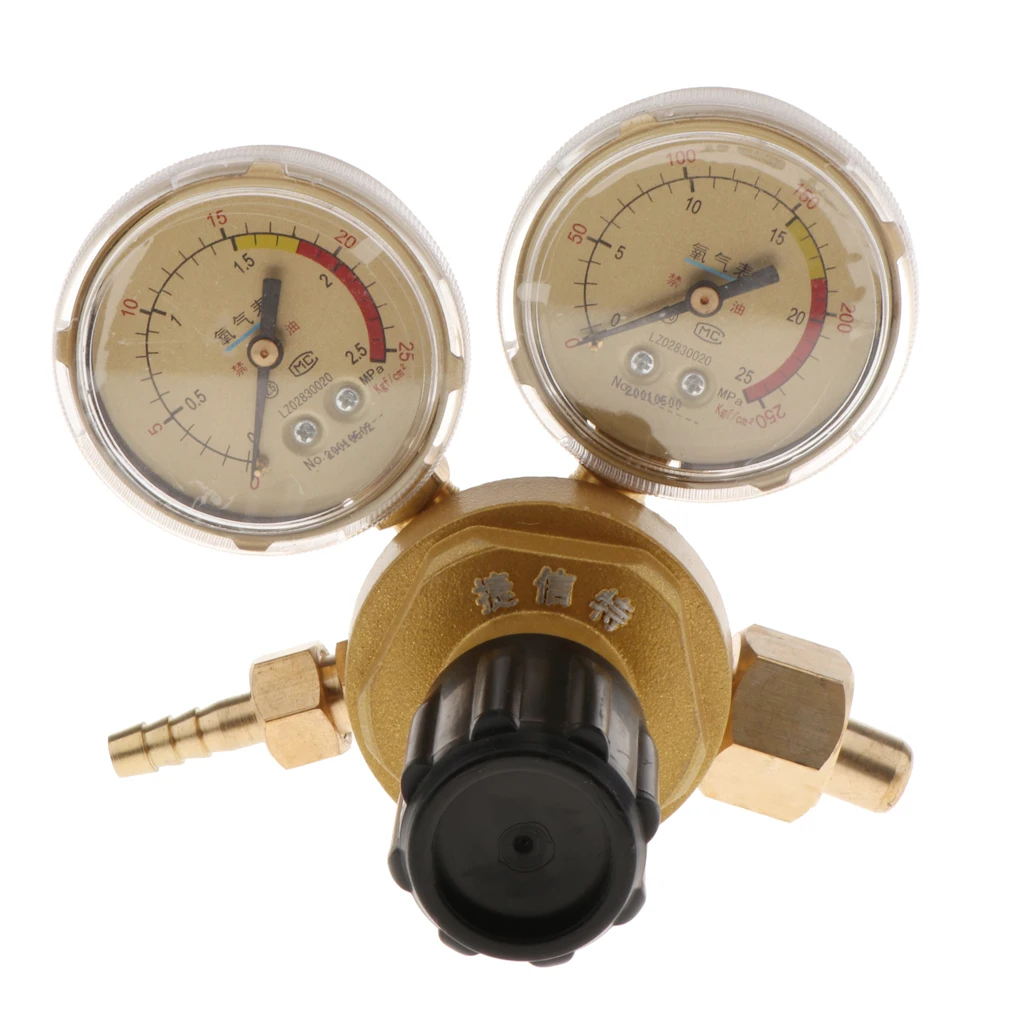 Copper Twin Oxygen Pressure Reducer Gauge Regulator Adapter Tools Durable