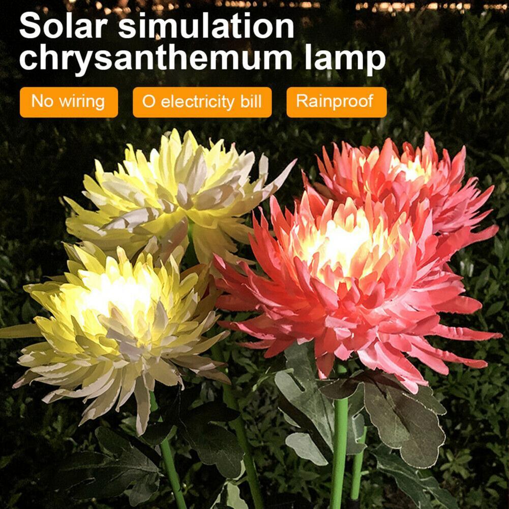 artificial chrysanthemum solar garden stake lights