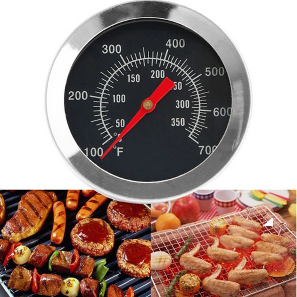 BBQ Barbecue Grill Replacement Thermometer Smoker Roaster Temp Gauge Stainless Steel
