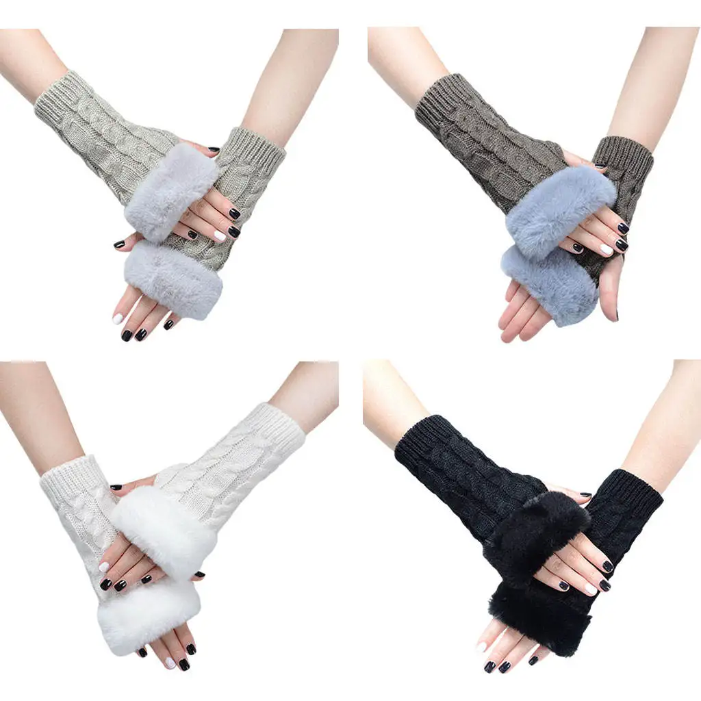 Womens Gloves Soft Autumn Fingerless Gloves Windproof Fashion Winter Warm Half Gloves for Driving Outdoor Sport